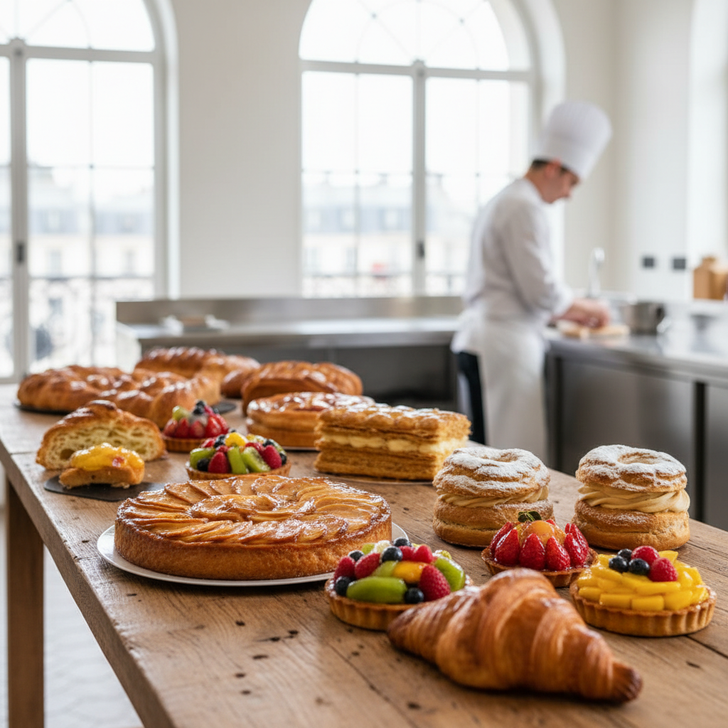 Notre chef pâtissier au travail dans l'atelier