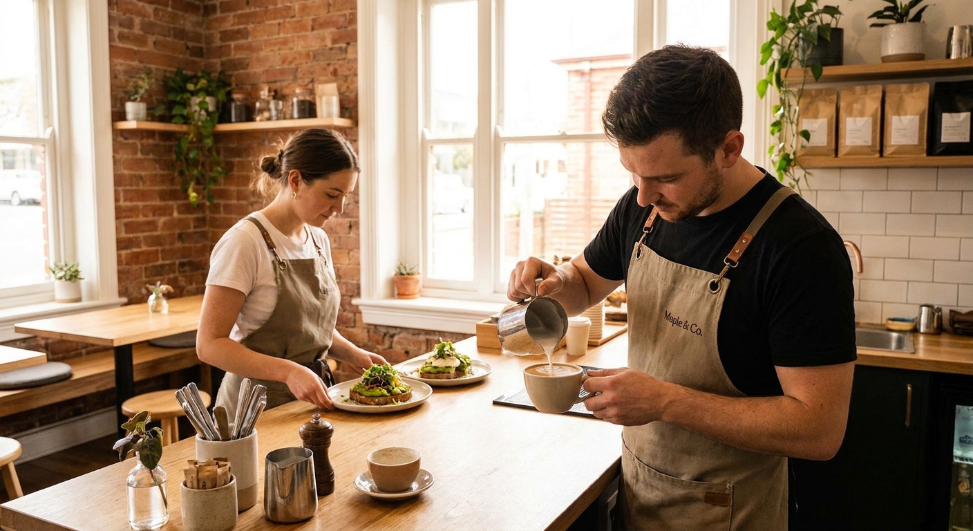 AI-generated features image for: Maple & Co, a cosy neighbourhood cafe with brunch and oat-milk lattes