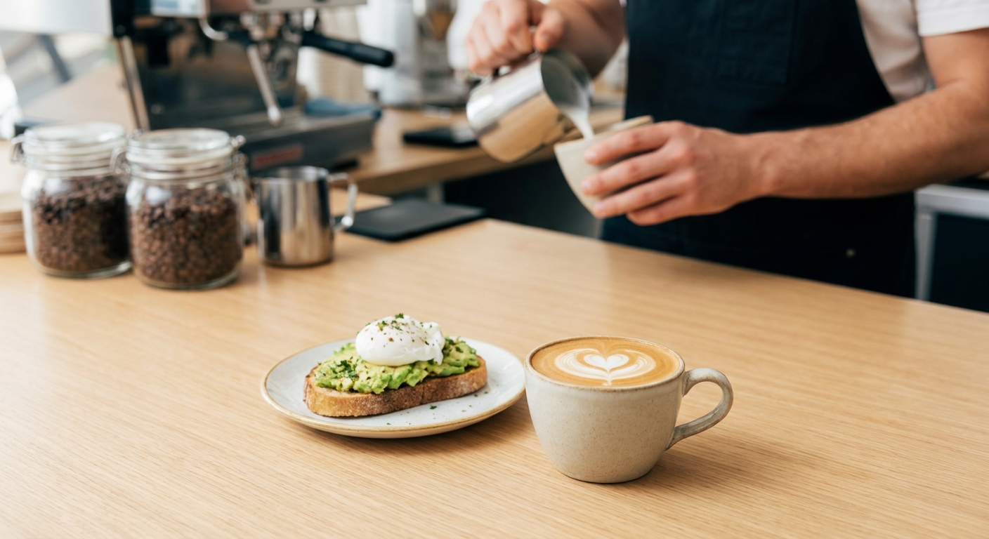 AI-generated products image for: Maple & Co, a cosy neighbourhood cafe with brunch and oat-milk lattes