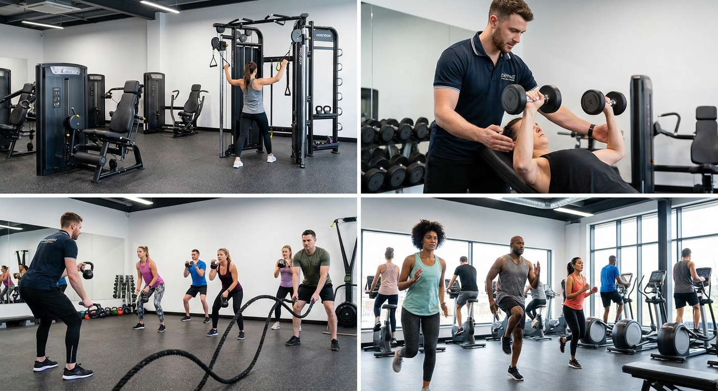 AI-generated features image for: Build a high-energy website for FitLife Gym, a modern fitness center. Show off s